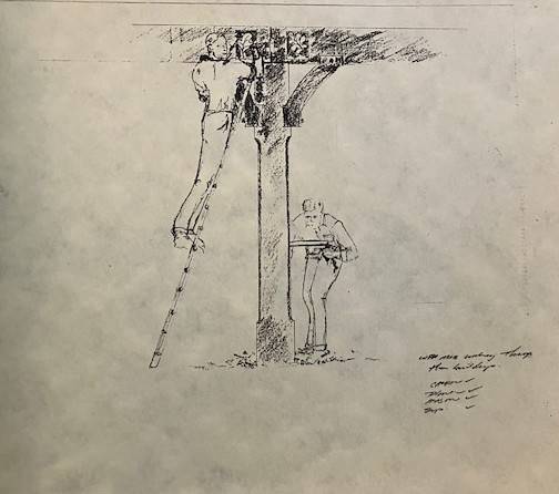 WPA craftsman at Brecksville Nature Center during construction.