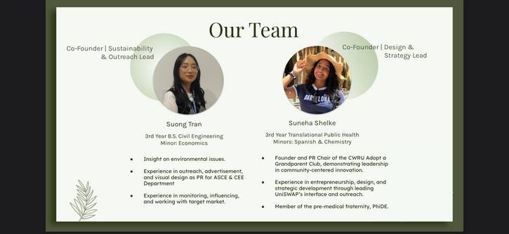 Slide from the uniSWAP pitch at the Venture4Impact pitch competition.