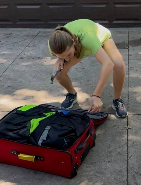 Inspecting the luggage.