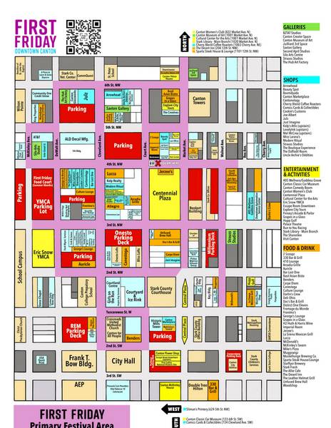 The Downtown Canton map for First Friday.