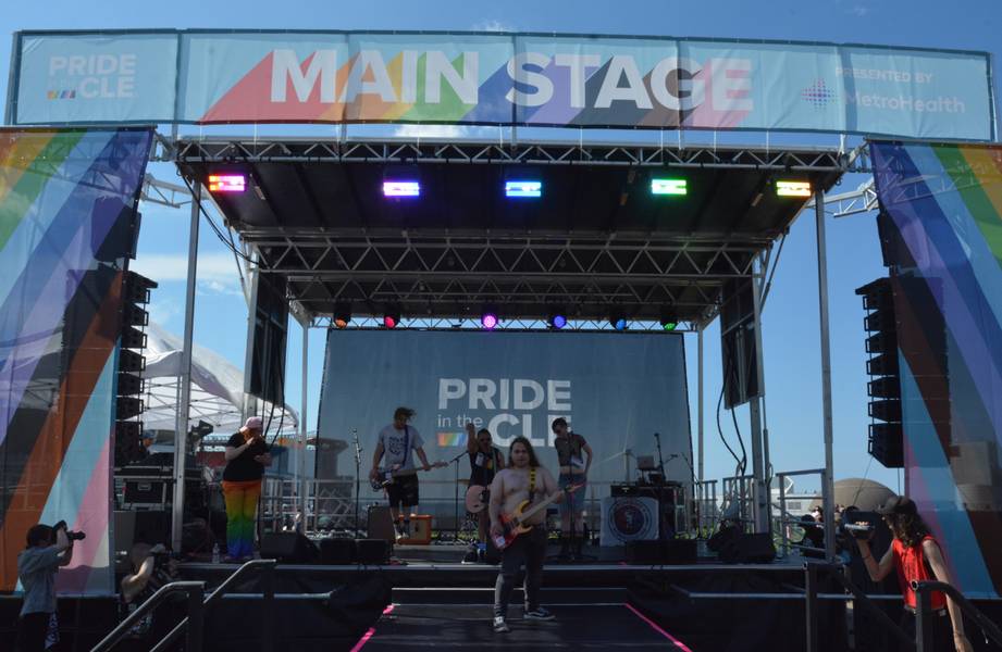 Ryder Slowly on stage at Pride in the CLE.
