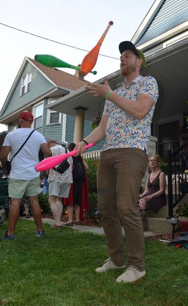 Drew, juggling, at Larchmere PorchFest.