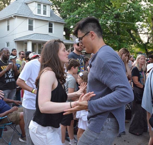 Getting into the groove at Larchmere PorchFest.
