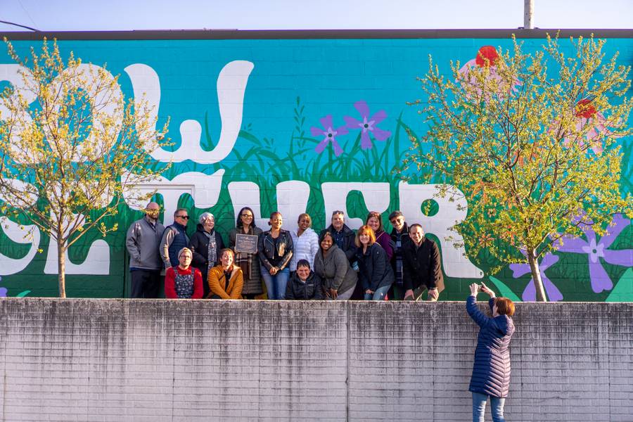 The 'Grow Together' mural on Messenger Court in South Euclid.