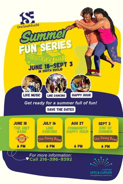 One South Euclid's Summer Fun series includes events at the Food Truck Park, Recess Rewind, Community Happy Hour, and Summer Send Off.