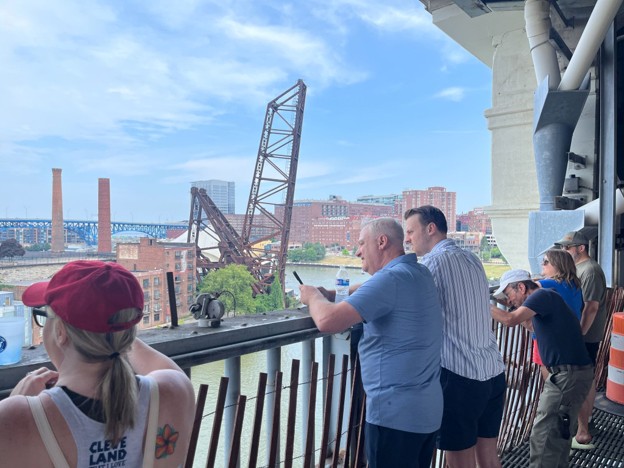 The view from the Veterans Memorial Bridge.