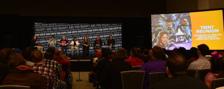 'Teenage Mutant Ninja Turtles' reunion with Ernie Reyes Jr., Brian Tochi, Robbie Rist, Kenn Scott, Francois Chau, and Judith Hoag.