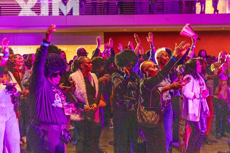 Guests enjoying the art and music at one of Cleveland Institute of Art's monthly MIX events.