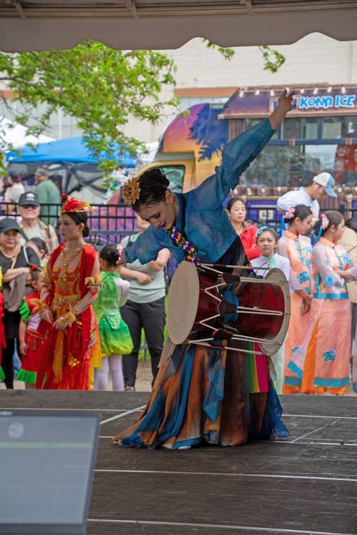A drummer performs at the Asian Festival.