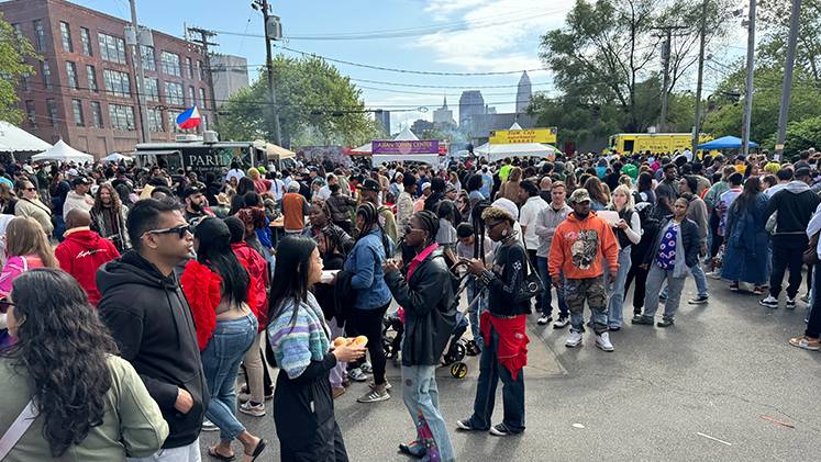 Mingling on the plaza at the Cleveland Asian Festival.