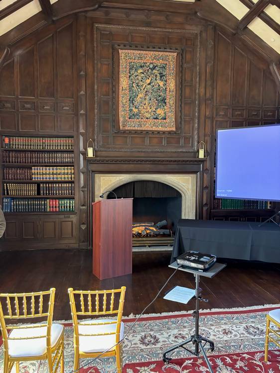 The Great Hall, set up for the lecture during the recent private tour.