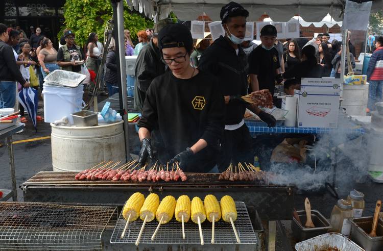 Grilling delicious kebabs.
