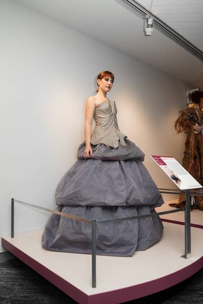 Models wear feather-inspired designs for 'Fashion & Feather,' a collaboration between the Cleveland Museum of Natural History and Kent State University.