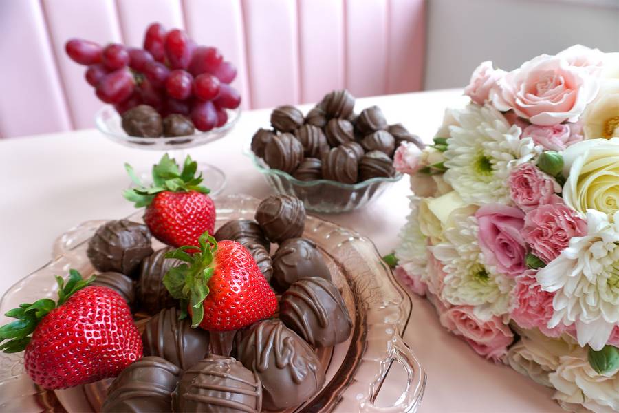 Malley's chocolate covered strawberries and grapes.