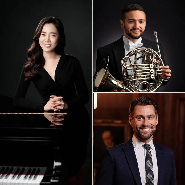 Cleveland Chamber Music Society, pianist Dawoon Chung, hornist Nathaniel Silberschlag, and violinist Joel Link.