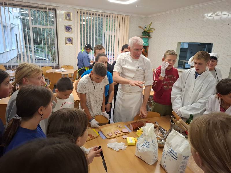 Chrostowski cleaned fish and made cookie and pizza dough on his last trip to Ukraine.