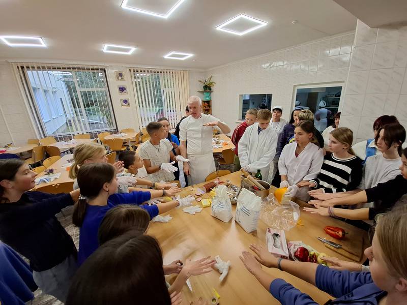 Chrostowski cleaned fish and made cookie and pizza dough on his last trip to Ukraine.