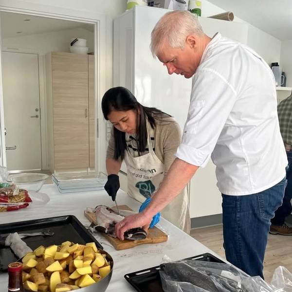 Chrostowski cleaned fish and made cookie and pizza dough on his last trip to Ukraine.