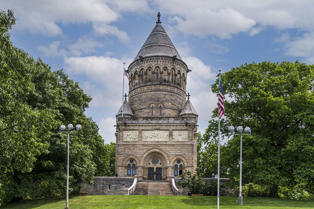 The restored James A. Garfield Memorial at Lake View