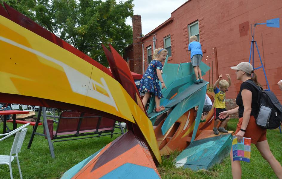 The kids loved climbing the interactive art during Waterloo Arts Fest.