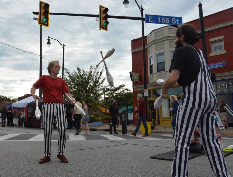 Jugglers show off their talents.