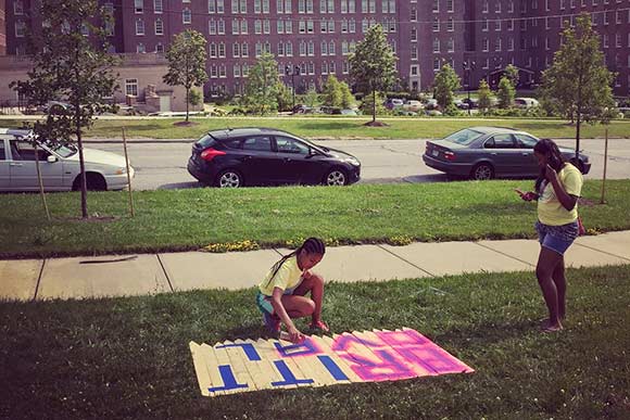 Making a new sign for Britt Oval