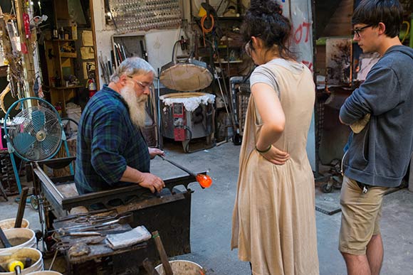 Glass blowing classes are a popular activity at the Glass Bubble Project