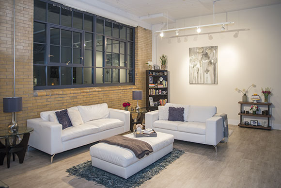 Living room of Christina Buccafurni at  The Fairmont Creamery