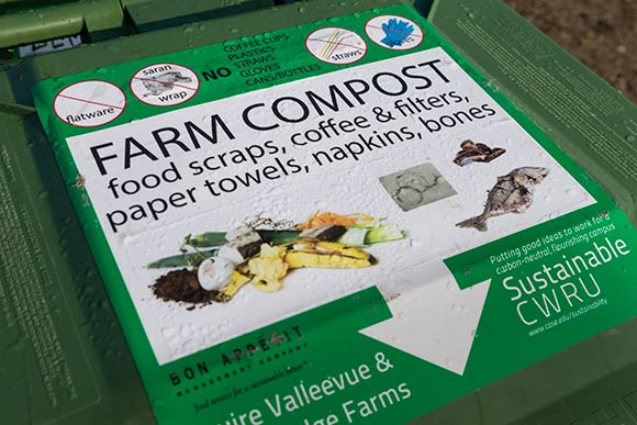 Food waste bin from Bon Appetit Management Company brought to CWRU's Squire Valleevue Farm