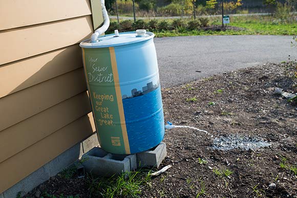 Rain barrel at the Watershed Stewardship Center