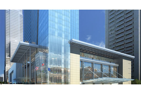 Exterior rendering of the Hilton Cleveland Downtown