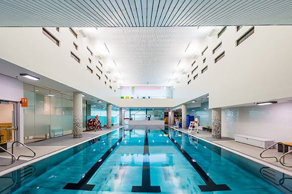 The pool at the Parker Hannifin Downtown YMCA