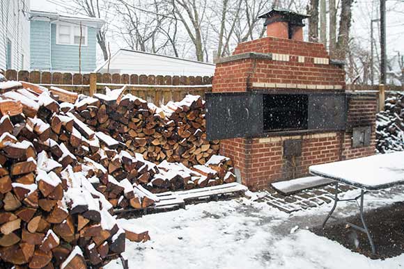 The smoker out back at The Rib Cage Smokehouse and Bar