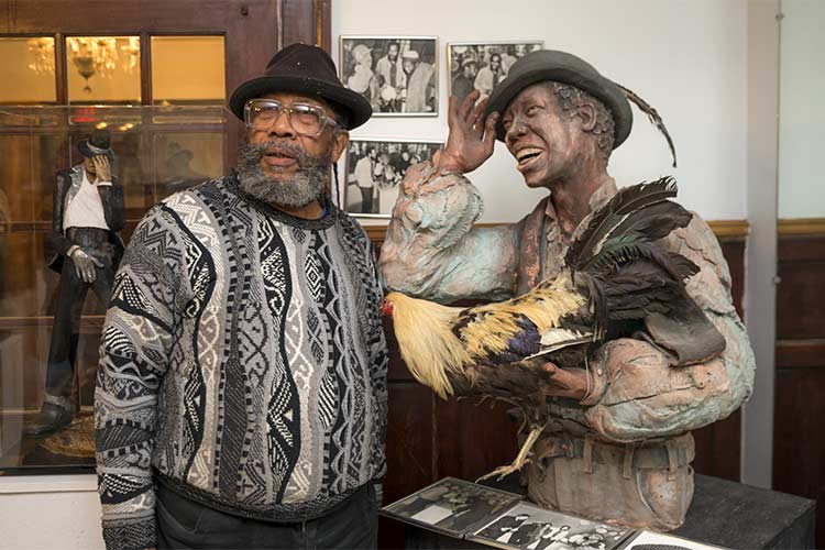 Edward E. Parker with his artwork