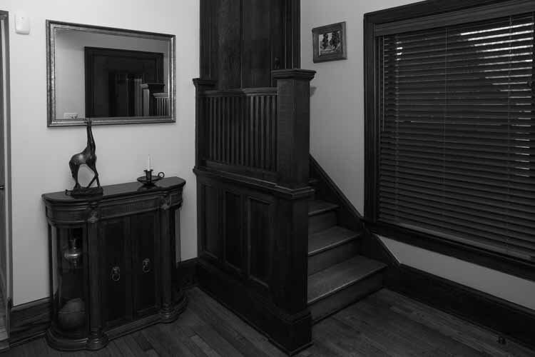 The original natural wood work looks amazing