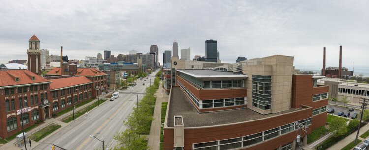 View from the GBX Group Offices building on Superior Avenue at East 21st Street in 2018.