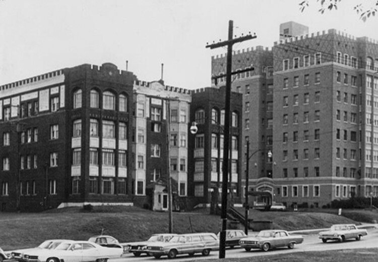 Shot of the former Doctor’s Hospital from the 1950’s that once stood on the plot for the new Top of the Hill development.