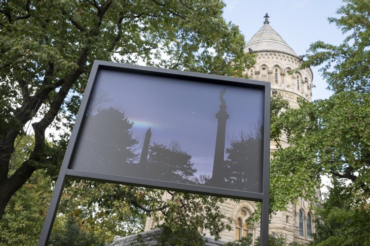 Artist, Michael Weil spent solitary evenings locked inside the gates of Lake View Cemetery photographing the spectacular monuments, grounds and the mood of our cemetery for this Moonlight in the Gates Exhibit.
