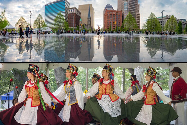 Top: June 2016 – The new Public Square opening -- Bottom: May 2016 – Piast - Polish Folk Dance Ensemble - One World Day