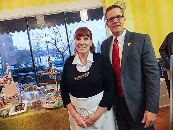 Proprietor Denise Kahwagi and Ward 13 Councilman Kevin Kelley