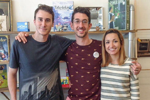 Tabletop Board Game Cafe co-owners Michael Holmes, Brady and Shiva Risner