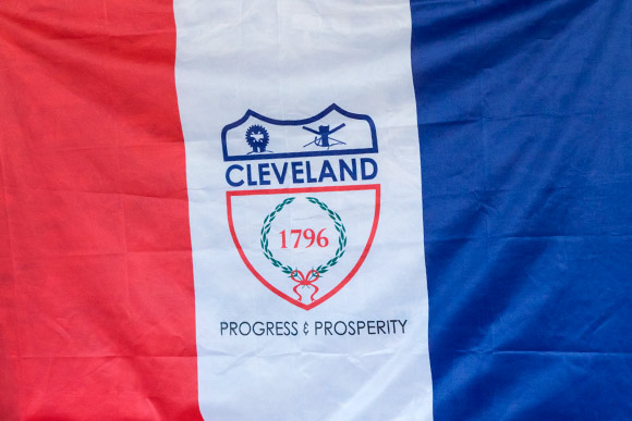 The flag of Cleveland which the Progress and Prosperity brews are named after