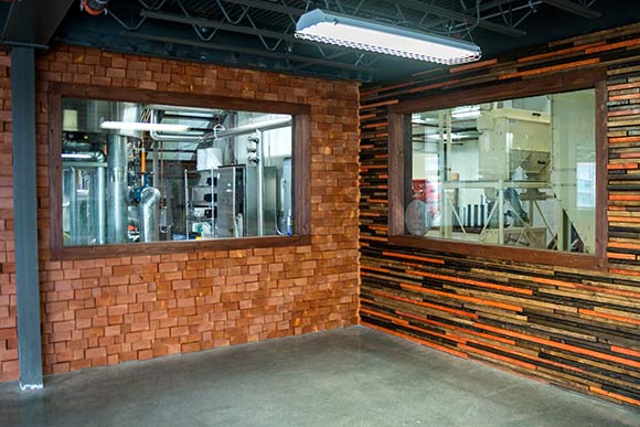 Observation windows are found through out the facility for the public to view the brewing process