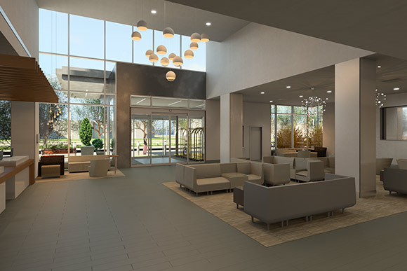 Holiday Inn Cleveland Clinic lobby rendering