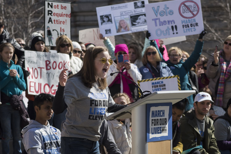 <span class="content-image-text">Katrina Cassel, of Shaker Heights High, speaks at the rally</span>