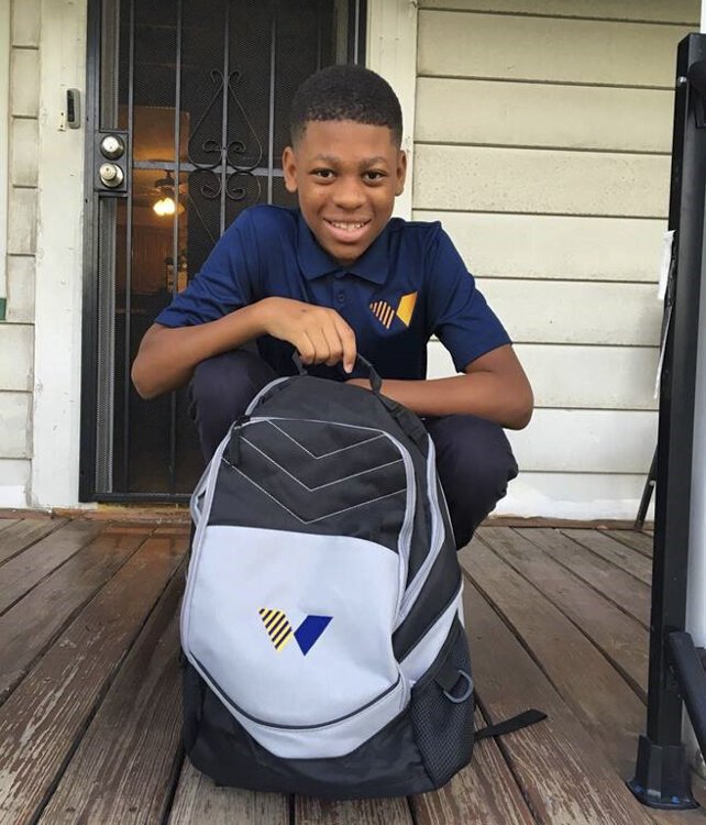 Khamarion Lampkin's first day of school at Welsh Academy