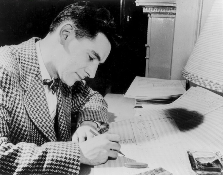 Young Leonard Bernstein composing.