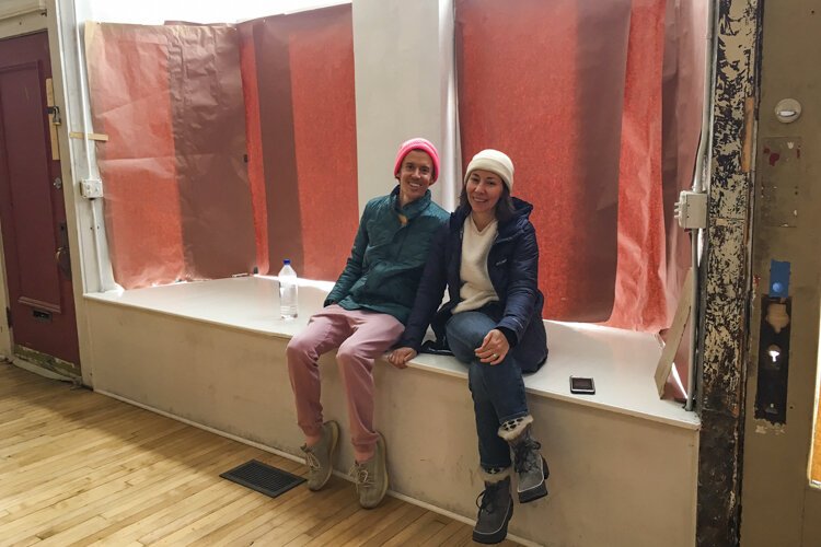 Pop Life's Jack "Jodha Nam" Mueller and Agnes Studio's Danielle Uva check out the space before it opens.