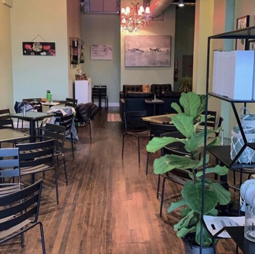 Owner Melissa Garrett restored the original maple hardwood floors and designed a relaxing atmosphere at the UnBAR Cafe.
