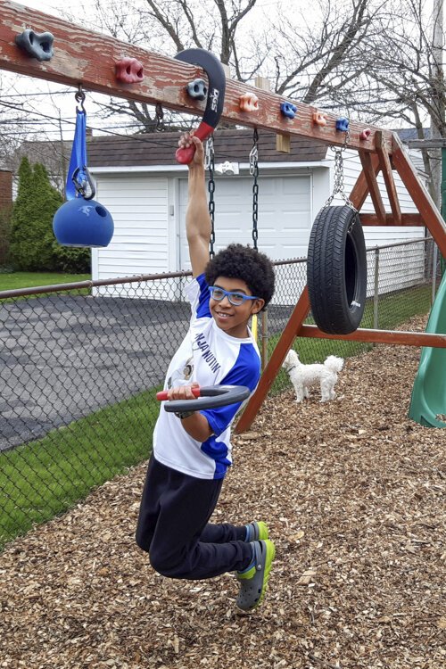 Nathanael Honvou at home training in South Euclid.